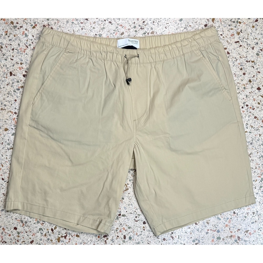 Selected Homme Men's Drawstring Waist Beige Slash Pocket Shorts Size‎ XXL